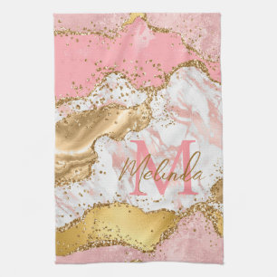 Goud en Roze Sequins Agaat Theedoek