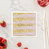 Goud en Roze Strepen Bokeh Confetti Servetten (Insitu)
