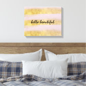 Goud en roze stropen canvas afdruk (Insitu (Slaapkamer))