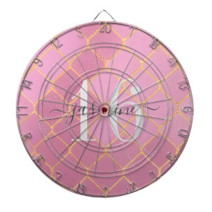 Goud en Roze Sweet Sixteen Naam Dartbord