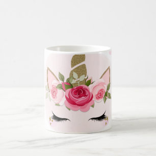 Goud en roze Unicorn Blooms Trendy Cute Koffiemok