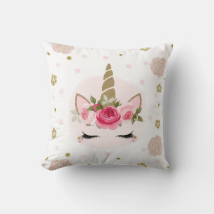 Goud en roze Unicorn Blooms Trendy Cute Kussen