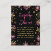 Goud en roze wintersneeuwvlokken — Weergaveschower Informatiekaartje (Voorkant)