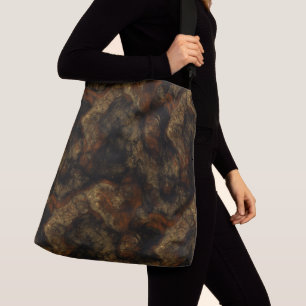 Goud en Rust Marmer Abstract Crossbody Tas