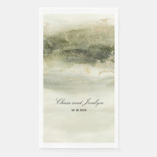 Goud- en Sage-Waterverf Wave Wedding Servet