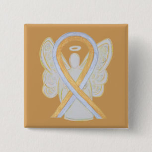 Goud en Silver Angel Awareness Ribbon Button Pins