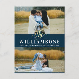 Goud en sneeuw | 2 Foto Kerstvakantie Groeten Feestdagenkaart