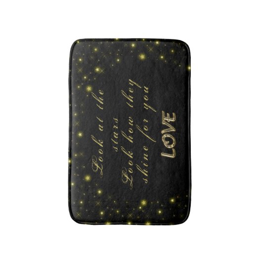 Goud en sparkles sterren op zwart badmat (Voorkant Verticaal)