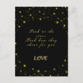 Goud en sparkles sterren op zwart briefkaart (Voorkant)