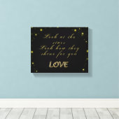 Goud en sparkles sterren op zwart canvas afdruk (Insitu (Houten vloer))