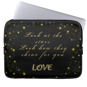 Goud en sparkles sterren op zwart laptop sleeve