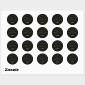 Goud en sparkles sterren op zwart ronde sticker (Vel)