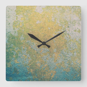 Goud- en turkooissteengeodepatroon vierkante klok