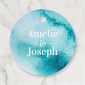 Goud en Turquoise bruiloft gunst labels (Voorkant)