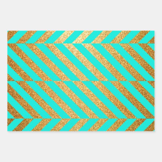Goud en Turquoise-Design Inpakpapier Vel (Voorkant 3)