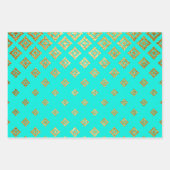Goud en Turquoise-Design Inpakpapier Vel (Voorkant 2)