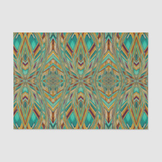 Goud en Turquoise Stammenstijl Patroon Decoupage Tissuepapier