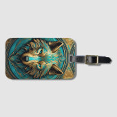 Goud en Turquoise Wolf Bagagelabel (Voorkant (horizontaal))