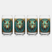 Goud en Turquoise Wolf Head Blikvorm Glas (Achterkant)