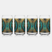 Goud en Turquoise Wolf Head Blikvorm Glas (Rechts)