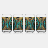 Goud en Turquoise Wolf Head Blikvorm Glas (Links)