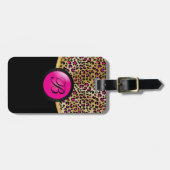 Goud en warmroze luipaard - Dierafdrukken | Monogr Bagagelabel (Voorkant horizontaal)