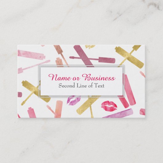 Goud en Waterverf Lipsticks en Gloss-kaarten Visitekaartje (Voorkant)