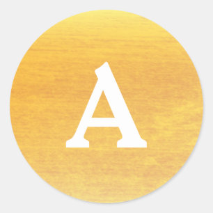 Goud en wit, aangepast monogram envelop ronde sticker