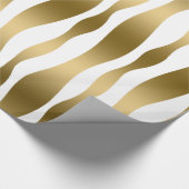 Goud en wit Abstract Zebrastripes Cadeaupapier (Hoek)