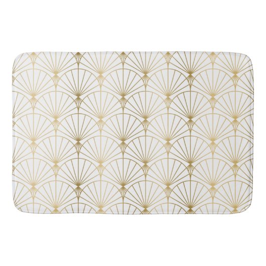 Goud en wit Art Deco 2-patroon Badmat (Voorkant)