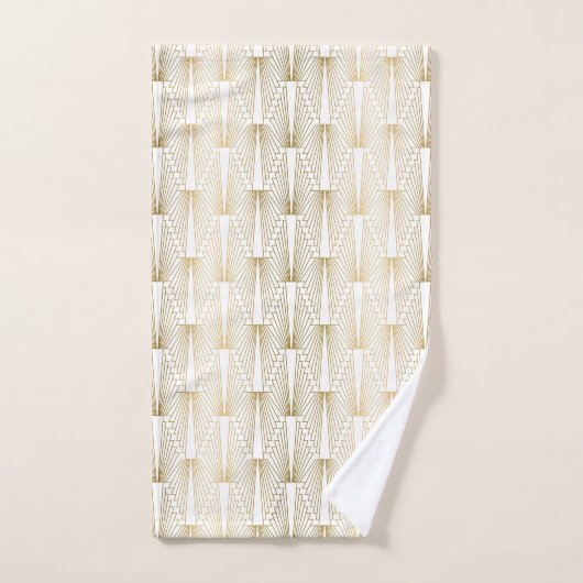 Goud en wit Art Deco geometrisch patroon Bad Handdoek (Handdoek)