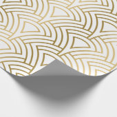 Goud en wit art-deco naadloos patroon cadeaupapier (Hoek)
