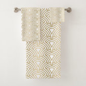 Goud en wit art Deco-patroon Bad Handdoek (Insitu)