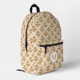 Goud en wit Art Deco patroon met rhombussen Bedrukte Rugzak
