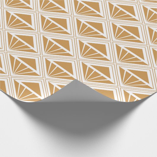 Goud en wit Art Deco patroon met rhombussen Cadeaupapier (Hoek)