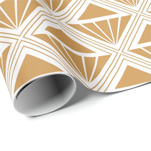 Goud en wit Art Deco patroon met rhombussen Cadeaupapier (Rol Hoek)