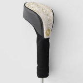 Goud en Wit Art Deco Patroon Monogram Golfheadcover (Schuin)