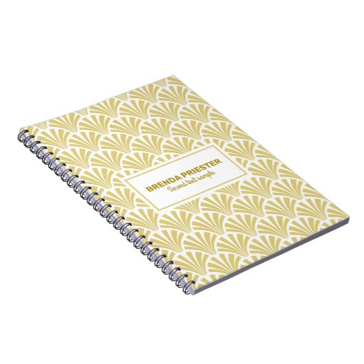 Goud en wit art-deco patroon notitieboek (Rechterzijde)