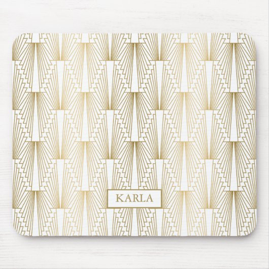 Goud en wit art-deco-patroon nr.4 muismat (Voorkant)