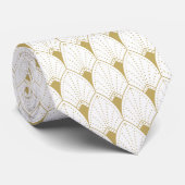 Goud en wit art Deco-patroon Stropdas (Opgerold)