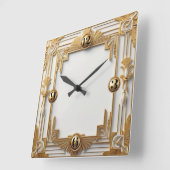 Goud en wit art deco vierkante klok (Hoek)