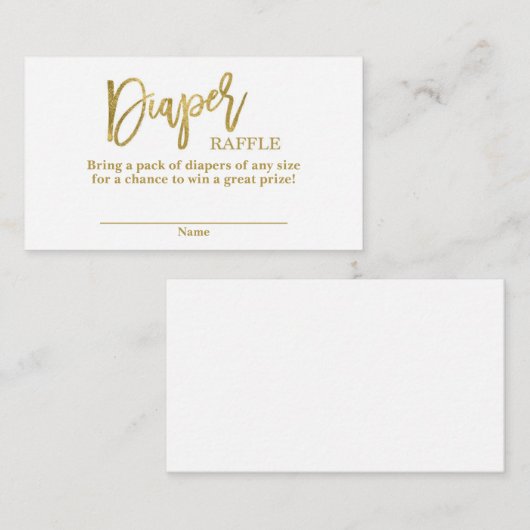 Goud en wit baby shower Luier Raffle Informatiekaartje (Voorkant / Achterkant)