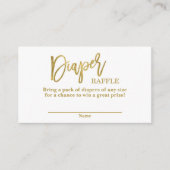 Goud en wit baby shower Luier Raffle Informatiekaartje (Voorkant)