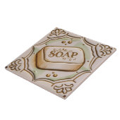 Goud en wit Bar van Zeep Grappige Badkamer Tegeltje (Zijkant)