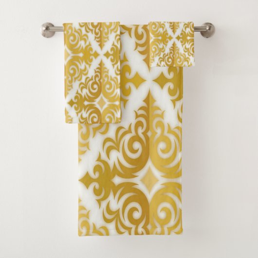 Goud en wit behangpapier bad handdoek (Insitu)