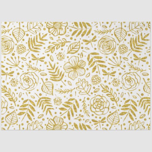 Goud en wit bloem tissuepapier (Voorkant)