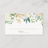 Goud en wit bruin bruiloft met platte kaart plaatskaartje (Voorkant)