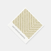 Goud en Wit Chique Chevron Gepersonaliseerd Servetten (Hoek)