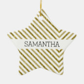 Goud en wit Chique Chevron Keramisch Ornament (Voorkant)