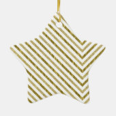 Goud en wit Chique Chevron Keramisch Ornament (Achterkant)